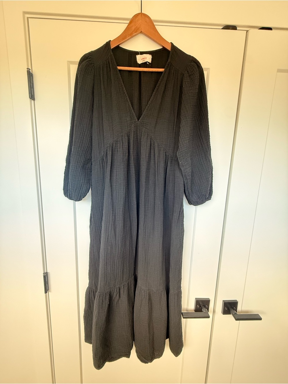 XiRENA Black V-Neck Tiered Maxi Dress